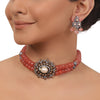 Silver Plated Valentine Victorian Pink Choker Set