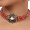 Silver Plated Valentine Victorian Pink Choker Set