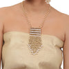 Gold Plated  Valentine Zircon Pearl Tassel Necklace Set