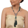 Silver Plated Valentine Blue Zircon Lariat Necklace Set