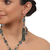 Silver Plated Valentine Blue Zircon Lariat Necklace Set