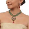 Gold Plated  Valentine Ruby Zircon Necklace Set