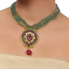Gold Plated  Valentine Ruby Zircon Necklace Set