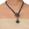 Silver Plated Valentine Zircon Blue  Necklace Set