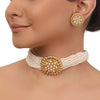 Gold Plated Valentine Pearl Gold Choker Set
