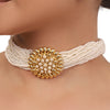 Gold Plated Valentine Pearl Gold Choker Set