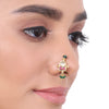 Gold Plated Kundan Green Onyx Nosepin
