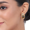 Gold Plated Kundala Smokey Quartz Earring