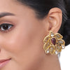 Gold Plated Kundala Kundan Citrine  Earring