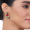 Gold Plated Kundala Kundan Ruby Earring