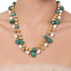 Gold Plated Tarana Green Onyx Gold Bead String