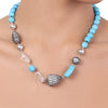 Silver Plated Tarana Turquoise Zircon Ball String