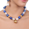 Gold Plated Tarana Lapis Baroque Pearl String