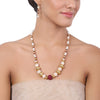Gold Plated Tarana Ruby Onyx Moti Ball String
