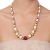 Gold Plated Tarana Ruby Onyx Moti Ball String