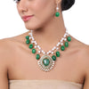 Gold Plated Baisakh Green Onyx Necklace Set
