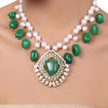 Gold Plated Baisakh Green Onyx Necklace Set
