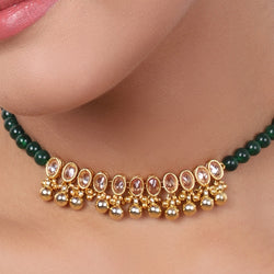 Gold Plated Baisakh Green Onyx Choker Set