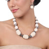 Silver Plated Baisakh Zircon Carved White Coral Necklace Set
