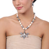 Silver Plated Baisakh Zircon Flower Necklace Set