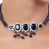 Silver  Plated Baisakh Blue Iolite Choker Set