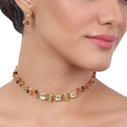 Gold Plated Baisakh Kundan Garnet Choker