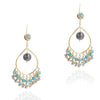 Gold & Silver Plated Mishran Kundan  Turquoise Chandbali Earrings
