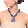Silver Plated Manihaar Lapiz Necklace Set