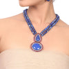 Silver Plated Manihaar Lapiz Necklace Set