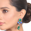 Silver Plated Manihaar Zircon Lapiz Green Onyx Necklace Set