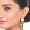 Gold Plated Manihaar White Carved Coral Peridot Necklace Set