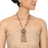 Gold & Silver Plated Mishran Kundan Tassel Necklace Set
