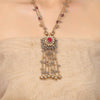 Gold & Silver Plated Mishran Kundan Tassel Necklace Set