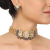 Gold & Silver Plated Mishran Floral Kundan Choker Set