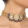 Gold & Silver Plated Mishran Floral Kundan Choker Set