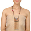 Gold & Silver Plated Mishran Red Zircon Tassel Necklace