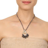 Gold & Silver Plated Mishran Kundan Peacock Pendant Necklace