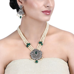 Megha Collection Nakshi Zircon Pendant Set