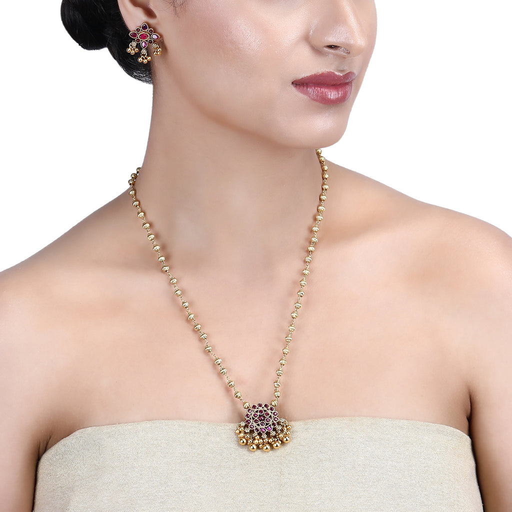 Megha Collection Meenakshi Zircon Necklace Set