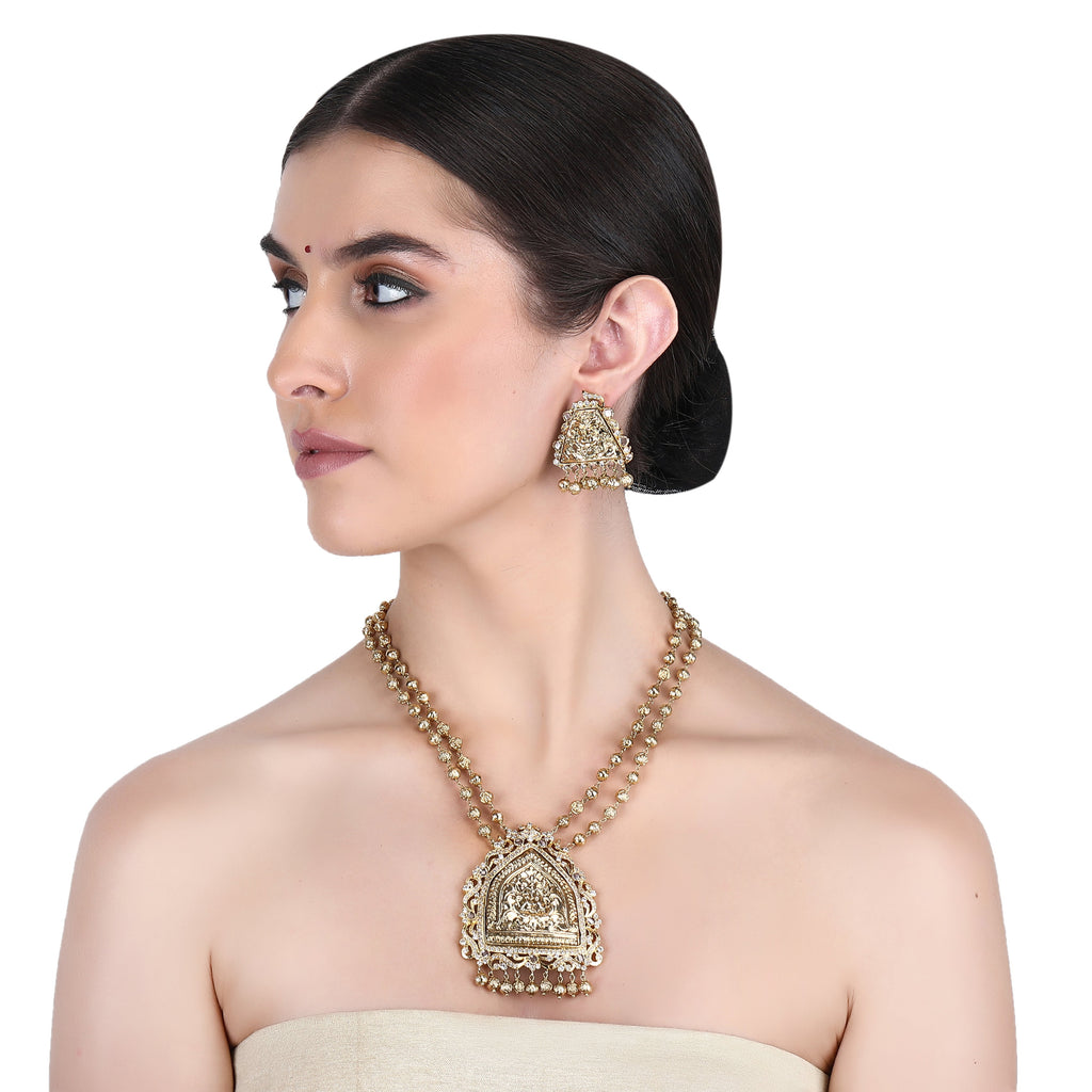Megha Collection Moorthi Zircon Necklace Set