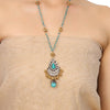 Gold & Silver Plated Mishran Kundan Pendant Necklace