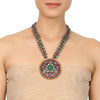 Gold & Silver Plated Mishran Red & Green Kundan Necklace