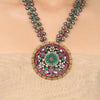 Gold & Silver Plated Mishran Red & Green Kundan Necklace