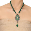 Gold & Silver Plated Mishran Signature Carved Green Onyx Necklace Set
