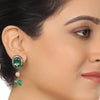 Gold & Silver Plated Mishran Signature Carved Green Onyx Necklace Set