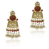 GOLD PLATED CHAITRA RED KUNDAN LONG EARRINGS