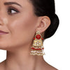 GOLD PLATED CHAITRA RED KUNDAN LONG EARRINGS