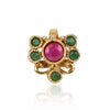 GOLD PLATED SARGAM RED GREEN STUDDED NOSE PIN