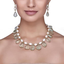 AQUAMARINE DROP PEARL SET