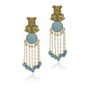 GOLD PLATED CHAITRA TURQUOISE LONG EARRINGS